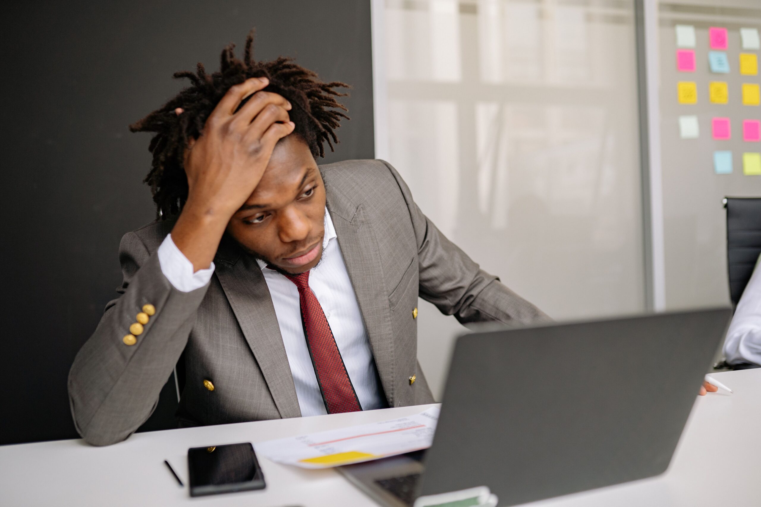 An exhausted executive
